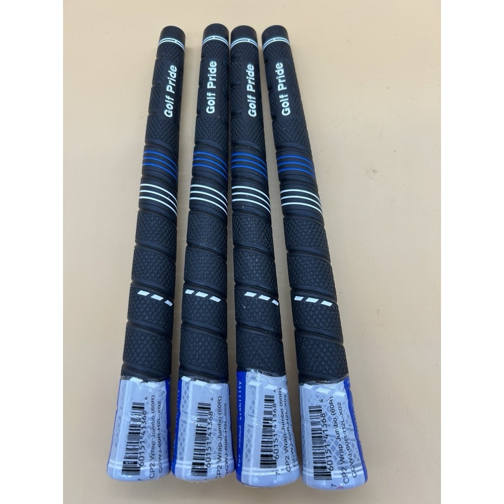 Golf Pride CP2 Wrap Jumbo Golf Club Grips Lot of 4 Black/Blue 60R New